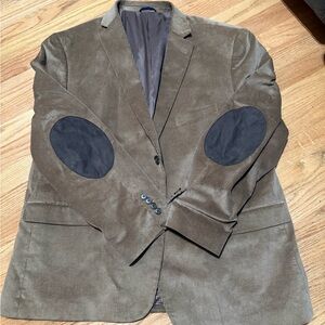 crown & ivy Olive Brown Corduroy Sport Coat with Black Elbow Patches